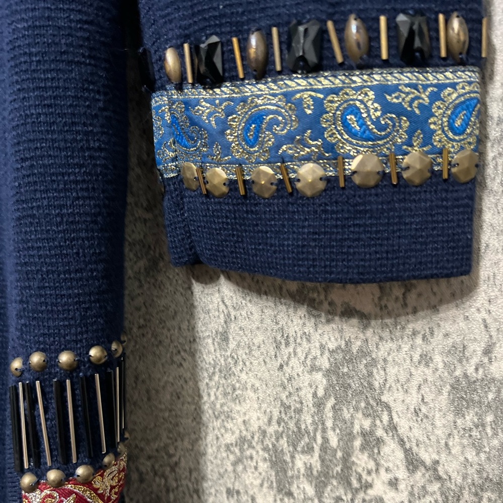 Embroidered navy blue cardigan Chico’s - Picture 7 of 9